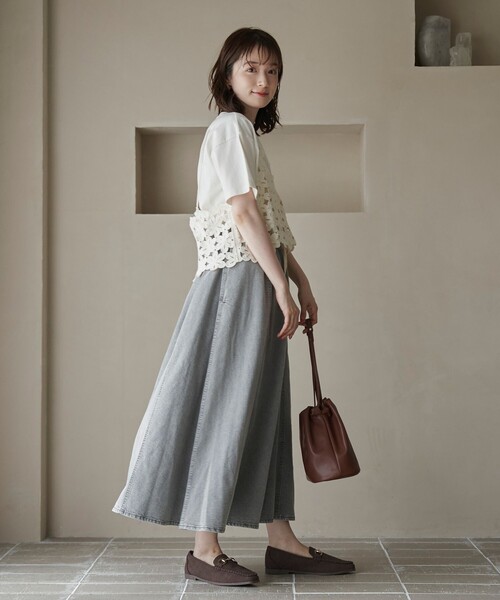 coen（コーエン）の「コットンレーヨンデニムパネルフレアスカート（スカート・レディース・ライトグレー/コバルトブルー/ネイビー・M/L）」の8枚目の写真