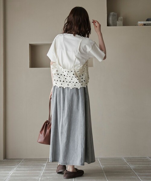 coen（コーエン）の「コットンレーヨンデニムパネルフレアスカート（スカート・レディース・ライトグレー/コバルトブルー/ネイビー・M/L）」の9枚目の写真