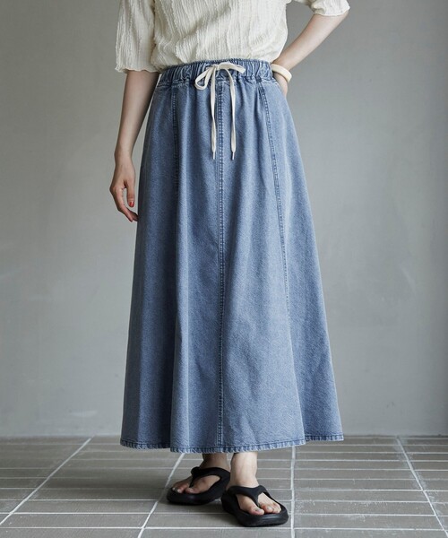 coen（コーエン）の「コットンレーヨンデニムパネルフレアスカート（スカート・レディース・ライトグレー/コバルトブルー/ネイビー・M/L）」の10枚目の写真