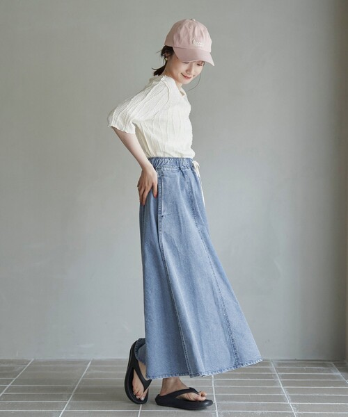 coen（コーエン）の「コットンレーヨンデニムパネルフレアスカート（スカート・レディース・ライトグレー/コバルトブルー/ネイビー・M/L）」の14枚目の写真
