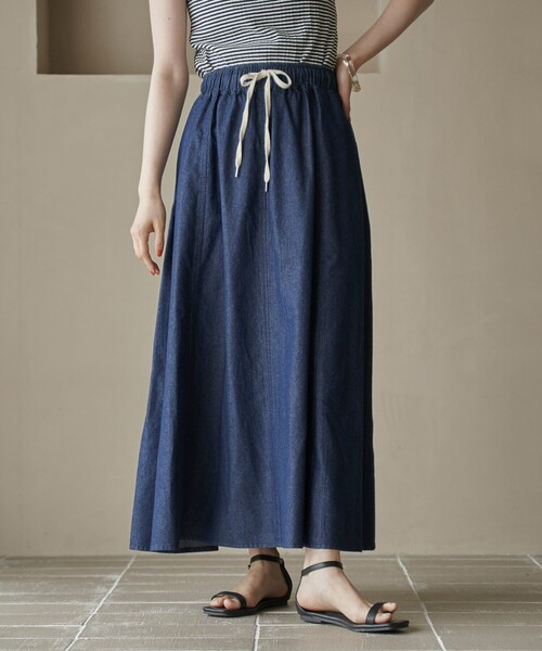 coen（コーエン）の「コットンレーヨンデニムパネルフレアスカート（スカート・レディース・ライトグレー/コバルトブルー/ネイビー・M/L）」の16枚目の写真