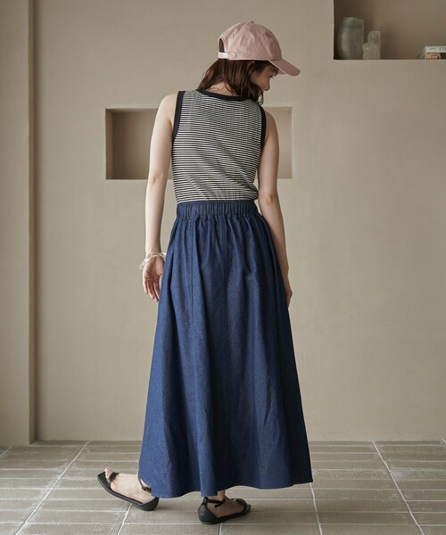 coen（コーエン）の「コットンレーヨンデニムパネルフレアスカート（スカート・レディース・ライトグレー/コバルトブルー/ネイビー・M/L）」の21枚目の写真