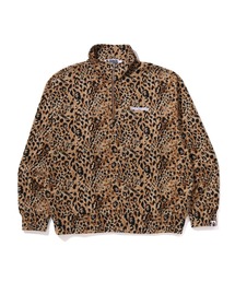 A BATHING APE(AxCVOGCv)WILD LEOPARD PATTERN RELAXED FIT HALF ZIP SWEATSHIRT(XEFbg)