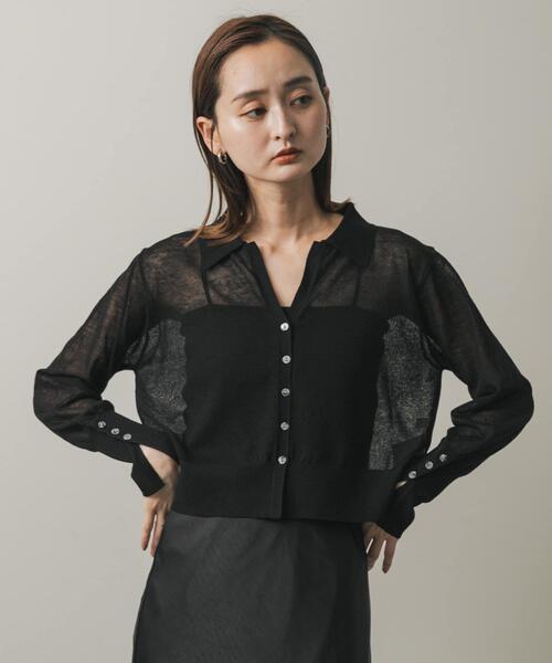 SENSE OF PLACE by URBAN RESEARCH（センスオブプレイスバイアーバンリサーチ）の「シアースキッパーカーディガン（カーディガン/ボレロ・レディース・キャメル/ブラック/ライトブルー・ONE）」の4枚目の写真