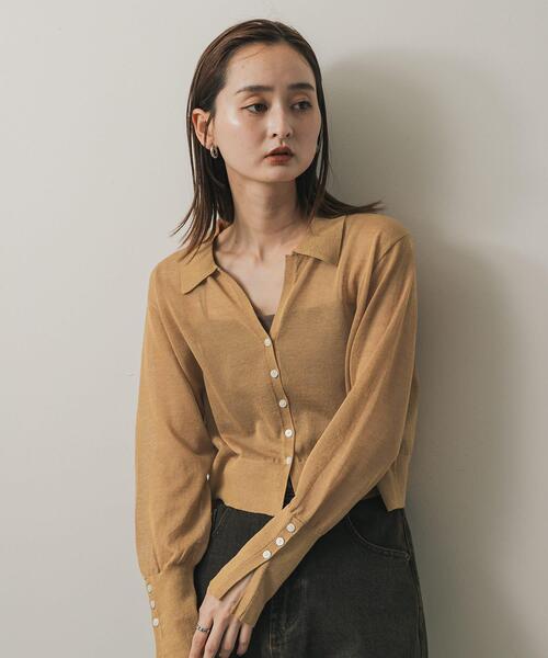 SENSE OF PLACE by URBAN RESEARCH（センスオブプレイスバイアーバンリサーチ）の「シアースキッパーカーディガン（カーディガン/ボレロ・レディース・キャメル/ブラック/ライトブルー・ONE）」の21枚目の写真