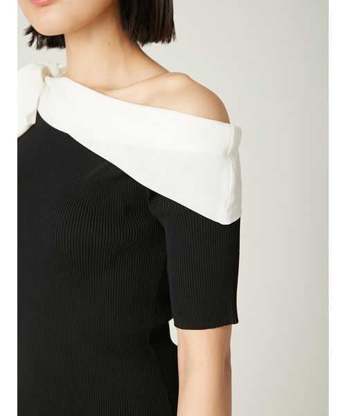 FRAY I.D（フレイアイディー）の「シフォンリボンオフショルニット（ニット/セーター・レディース・ブラウン/ブラック/ブルー・F）」の10枚目の写真