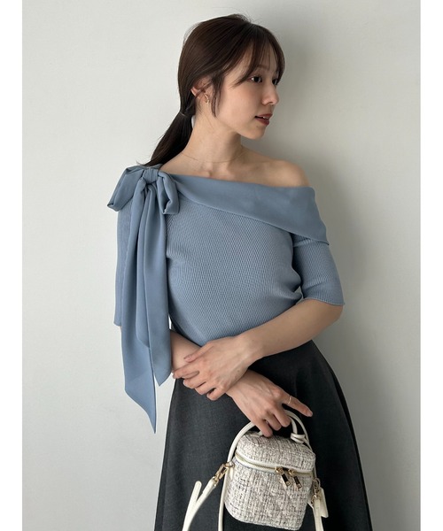 シフォンリボンオフショルニット（ニット/セーター）｜FRAY I.D