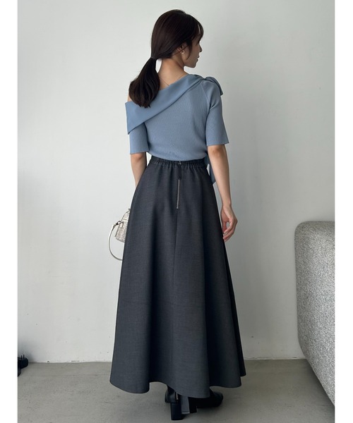 FRAY I.D シフォンリボンオフショルニット ブラック シフォンリボンオフショルニット（ニット）｜FRAY I.D（フレイ