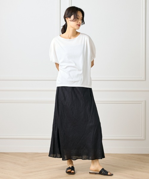 INED(イネド)の「ギザリヨセルスムース ボートネックドルマンカットソー(Tシャツ/カットソー・レディース・モカ/ブラック/ブラウン系その他/オフホワイト・9号)」の11枚目の写真