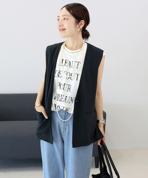 Aletta vita(アレッタビータ)の「綿天竺ロゴフレンチカットソー(Tシャツ/カットソー・レディース・杢グレー/オフホワイト・M)」の20枚目の写真