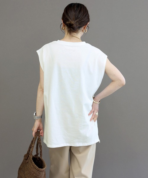 Aletta vita(アレッタビータ)の「綿天竺ロゴフレンチカットソー(Tシャツ/カットソー・レディース・杢グレー/オフホワイト・M)」の13枚目の写真