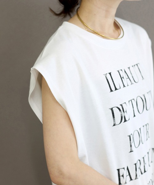Aletta vita(アレッタビータ)の「綿天竺ロゴフレンチカットソー(Tシャツ/カットソー・レディース・杢グレー/オフホワイト・M)」の15枚目の写真