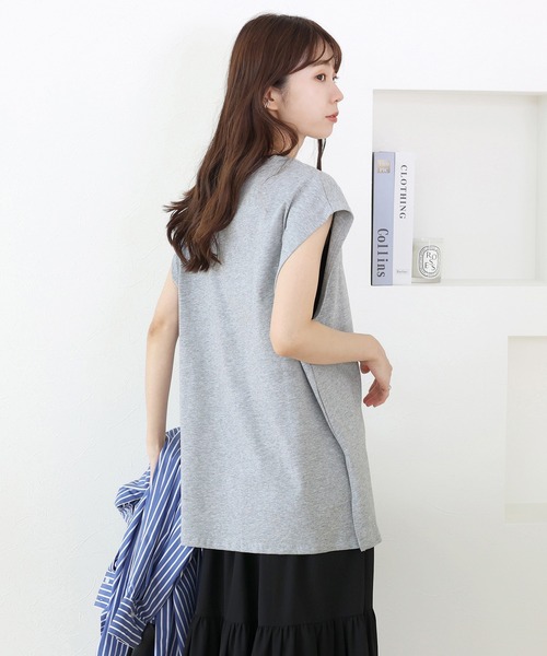 Aletta vita(アレッタビータ)の「綿天竺ロゴフレンチカットソー(Tシャツ/カットソー・レディース・杢グレー/オフホワイト・M)」の5枚目の写真