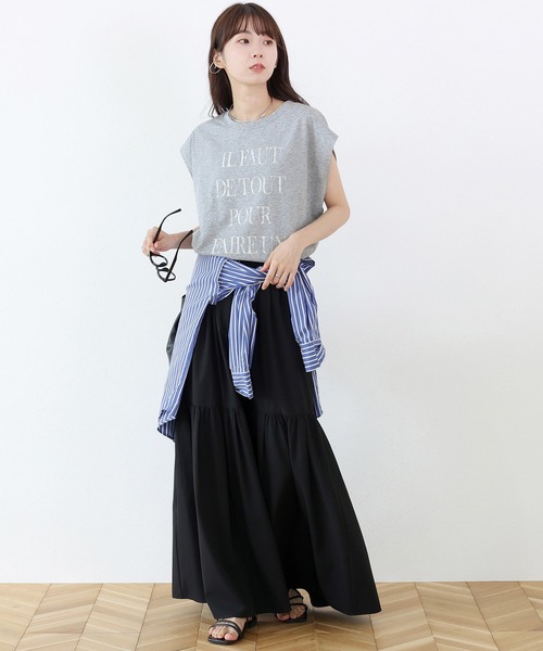 Aletta vita(アレッタビータ)の「綿天竺ロゴフレンチカットソー(Tシャツ/カットソー・レディース・杢グレー/オフホワイト・M)」の8枚目の写真