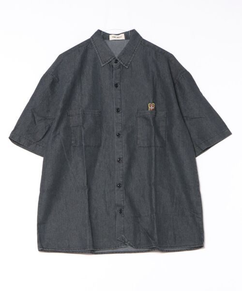 THE HITSS（ヒッツ）の「ワンポイント オーバーサイズ デニムシャツ 半袖（シャツ/ブラウス・メンズ・ブラック/ブルー・FREE）」の7枚目の写真