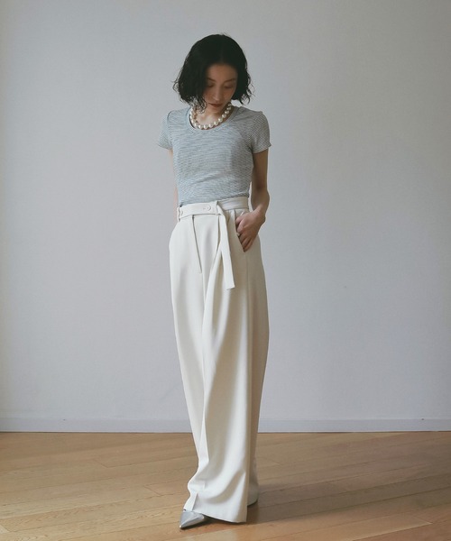 EIMY ISTOIRE（エイミーイストワール）の「ボーダーリブＴシャツ（Tシャツ/カットソー・レディース・ホワイト/サックスブルー/ピンク・F）」の7枚目の写真