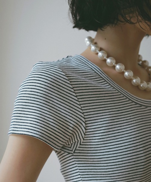 EIMY ISTOIRE（エイミーイストワール）の「ボーダーリブＴシャツ（Tシャツ/カットソー・レディース・ホワイト/サックスブルー/ピンク・F）」の11枚目の写真