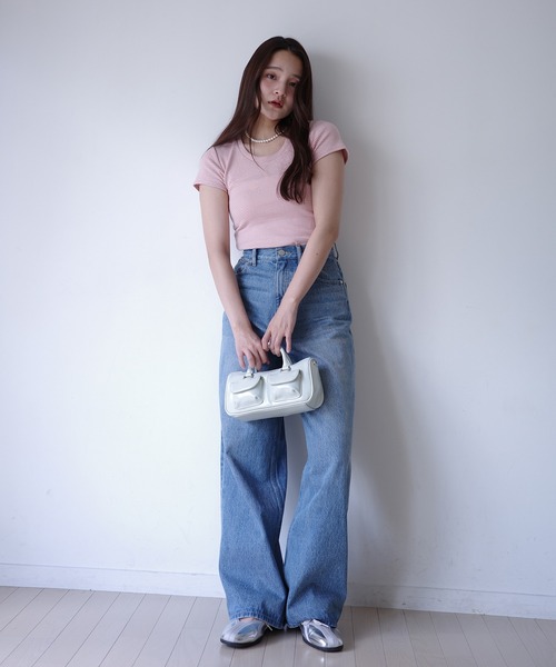 EIMY ISTOIRE（エイミーイストワール）の「ボーダーリブＴシャツ（Tシャツ/カットソー・レディース・ホワイト/サックスブルー/ピンク・F）」の17枚目の写真