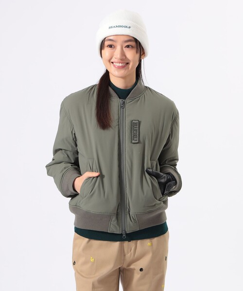 BEAMS GOLF(ビームスゴルフ)の「ORANGE LABEL / 撥水 中綿入り ボンバー ブルゾン(保温・ストレッチ)(ブルゾン・レディース・オリーブ/ネイビー・MEDIUM/LARGE/SMALL)」の6枚目の写真