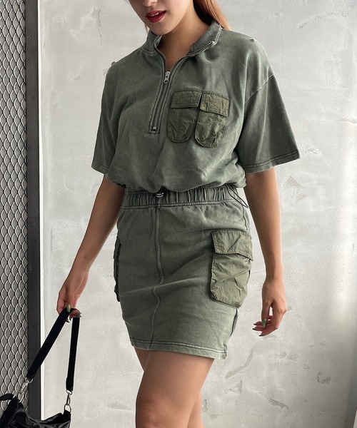 ROGER AND RAW(ロジャーアンドロウ)の「【セットアップ/上下セット】ナイロンドッキングTシャツ&スカートセット(ワンピース・レディース・ブラック/スミクロ/ブラウン/カーキ・FREE)」の22枚目の写真