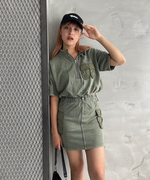 ROGER AND RAW(ロジャーアンドロウ)の「【セットアップ/上下セット】ナイロンドッキングTシャツ&スカートセット(ワンピース・レディース・ブラック/スミクロ/ブラウン/カーキ・FREE)」の20枚目の写真