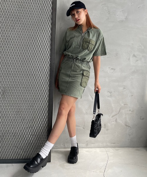 ROGER AND RAW(ロジャーアンドロウ)の「【セットアップ/上下セット】ナイロンドッキングTシャツ&スカートセット(ワンピース・レディース・ブラック/スミクロ/ブラウン/カーキ・FREE)」の18枚目の写真