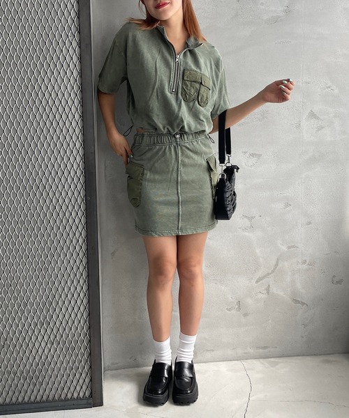 ROGER AND RAW(ロジャーアンドロウ)の「【セットアップ/上下セット】ナイロンドッキングTシャツ&スカートセット(ワンピース・レディース・ブラック/スミクロ/ブラウン/カーキ・FREE)」の13枚目の写真