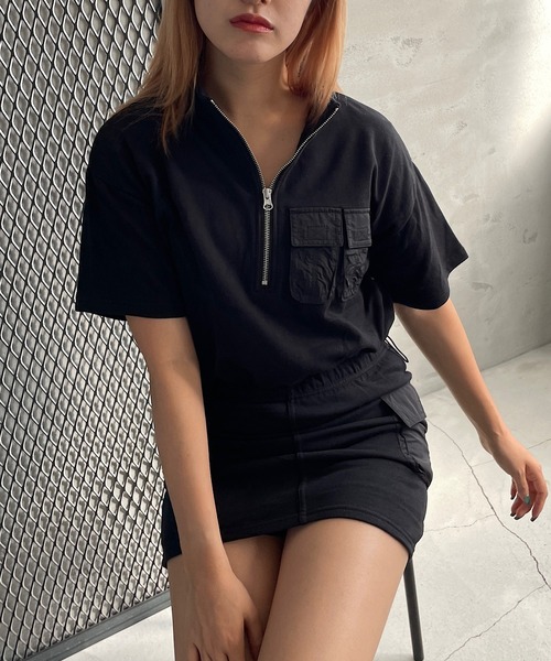 ROGER AND RAW(ロジャーアンドロウ)の「【セットアップ/上下セット】ナイロンドッキングTシャツ&スカートセット(ワンピース・レディース・ブラック/スミクロ/ブラウン/カーキ・FREE)」の9枚目の写真