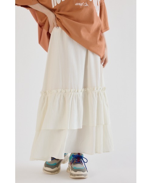 RODEO CROWNS WIDE BOWL（ロデオクラウンズワイドボウル）の「フリルスカート（スカート・レディース・ブルー/ブラック/オフホワイト・FREE）」の4枚目の写真