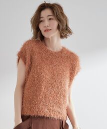 grove | 夏の余韻と秋の気配をつなぐ　ラメフェザーニットベスト(ニット/セーター)