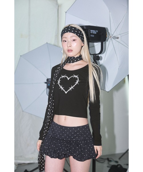 Heart Tattoo（ハートタトゥー）の「Scarf-Set Logo Long Sleeve Tee / スカーフ付き ロゴロンTee（Tシャツ/カットソー・レディース・ホワイト系/ブラック系・FREE）」の10枚目の写真