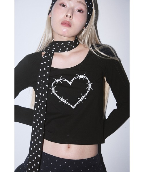 Heart Tattoo（ハートタトゥー）の「Scarf-Set Logo Long Sleeve Tee / スカーフ付き ロゴロンTee（Tシャツ/カットソー・レディース・ホワイト系/ブラック系・FREE）」の11枚目の写真