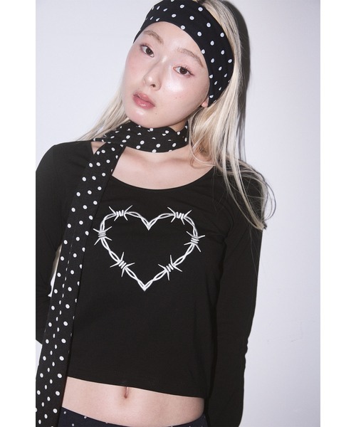Heart Tattoo（ハートタトゥー）の「Scarf-Set Logo Long Sleeve Tee / スカーフ付き ロゴロンTee（Tシャツ/カットソー・レディース・ホワイト系/ブラック系・FREE）」の13枚目の写真