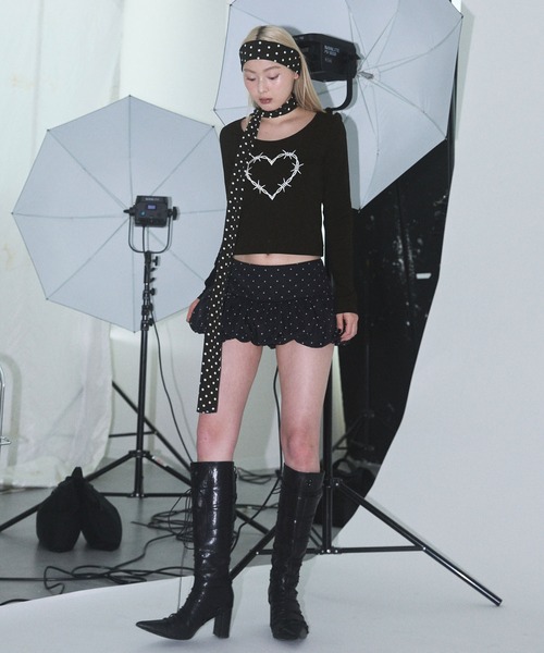 Heart Tattoo（ハートタトゥー）の「Scarf-Set Logo Long Sleeve Tee / スカーフ付き ロゴロンTee（Tシャツ/カットソー・レディース・ホワイト系/ブラック系・FREE）」の17枚目の写真