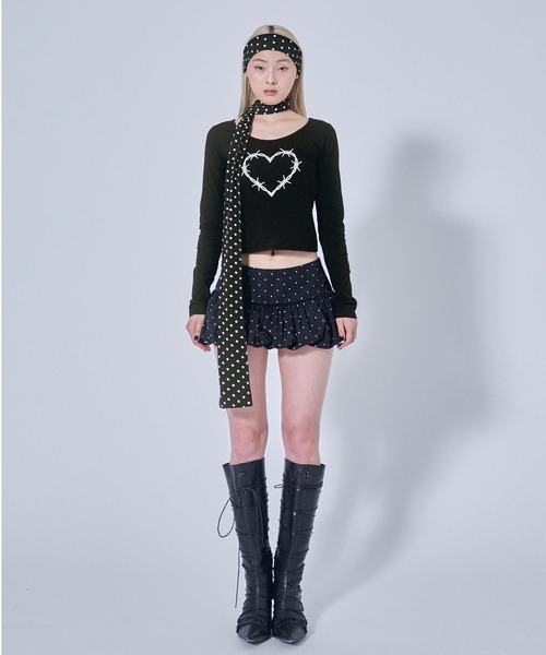 Heart Tattoo（ハートタトゥー）の「Scarf-Set Logo Long Sleeve Tee / スカーフ付き ロゴロンTee（Tシャツ/カットソー・レディース・ホワイト系/ブラック系・FREE）」の18枚目の写真