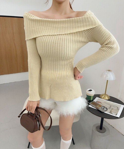 JASMINE様　〜専用〜 セール】【Jasmine】オフショルダーフレニットプルオーバー