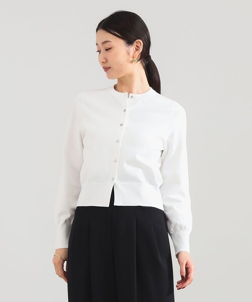 Demi-Luxe BEAMS（デミルクス ビームス）の「16ゲージ クルーネックカーディガン［手洗い可］（カーディガン/ボレロ・レディース・ネイビー/パープル系その他2/ホワイト・ONE SIZE）」の2枚目の写真