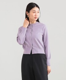 16ゲージ クルーネックカーディガン［手洗い可］