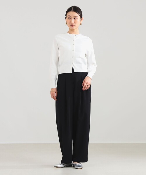 Demi-Luxe BEAMS（デミルクス ビームス）の「16ゲージ クルーネックカーディガン［手洗い可］（カーディガン/ボレロ・レディース・ネイビー/パープル系その他2/ホワイト・ONE SIZE）」の4枚目の写真