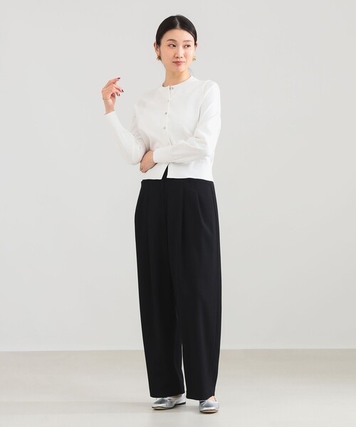 Demi-Luxe BEAMS（デミルクス ビームス）の「16ゲージ クルーネックカーディガン［手洗い可］（カーディガン/ボレロ・レディース・ネイビー/パープル系その他2/ホワイト・ONE SIZE）」の5枚目の写真