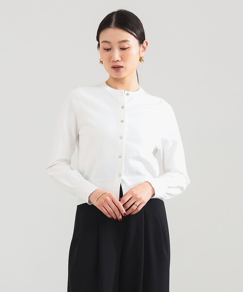 Demi-Luxe BEAMS（デミルクス ビームス）の「16ゲージ クルーネックカーディガン［手洗い可］（カーディガン/ボレロ・レディース・ネイビー/パープル系その他2/ホワイト・ONE SIZE）」の7枚目の写真