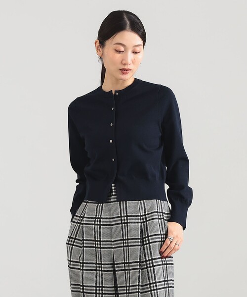 Demi-Luxe BEAMS（デミルクス ビームス）の「16ゲージ クルーネックカーディガン［手洗い可］（カーディガン/ボレロ・レディース・ネイビー/パープル系その他2/ホワイト・ONE SIZE）」の13枚目の写真