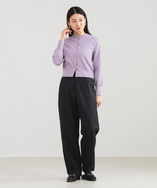 Demi-Luxe BEAMS（デミルクス ビームス）の「16ゲージ クルーネックカーディガン［手洗い可］（カーディガン/ボレロ・レディース・ネイビー/パープル系その他2/ホワイト・ONE SIZE）」の14枚目の写真