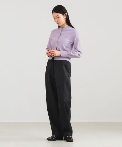 Demi-Luxe BEAMS（デミルクス ビームス）の「16ゲージ クルーネックカーディガン［手洗い可］（カーディガン/ボレロ・レディース・ネイビー/パープル系その他2/ホワイト・ONE SIZE）」の15枚目の写真