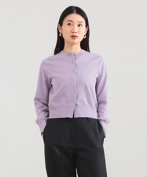 Demi-Luxe BEAMS（デミルクス ビームス）の「16ゲージ クルーネックカーディガン［手洗い可］（カーディガン/ボレロ・レディース・ネイビー/パープル系その他2/ホワイト・ONE SIZE）」の17枚目の写真