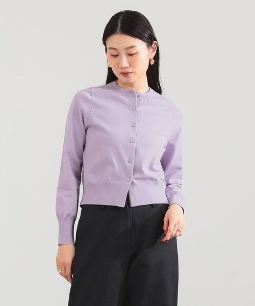 Demi-Luxe BEAMS（デミルクス ビームス）の「16ゲージ クルーネックカーディガン［手洗い可］（カーディガン/ボレロ・レディース・ネイビー/パープル系その他2/ホワイト・ONE SIZE）」の18枚目の写真