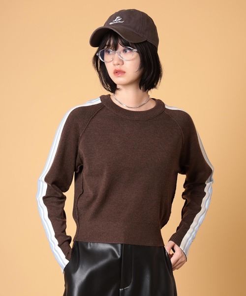 NEW JEANS ハニ着用　セーター ブラウン　5252BYOIOI セール】ラインニットプルオーバー 秋服・冬服（ニット/セーター