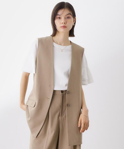 THE SHOP TK (ザ ショップ ティーケー )の「ノーカラージレ【セットアップ可/洗濯機OK】(ベスト・レディース・ベージュ/チャコールグレー/ダークブラウン/ブラック・12/13)」の4枚目の写真