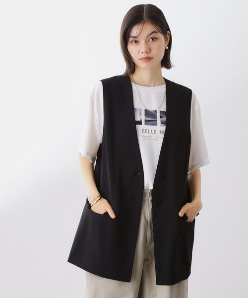 THE SHOP TK (ザ ショップ ティーケー )の「ノーカラージレ【セットアップ可/洗濯機OK】(ベスト・レディース・ベージュ/チャコールグレー/ダークブラウン/ブラック・12/13)」の2枚目の写真