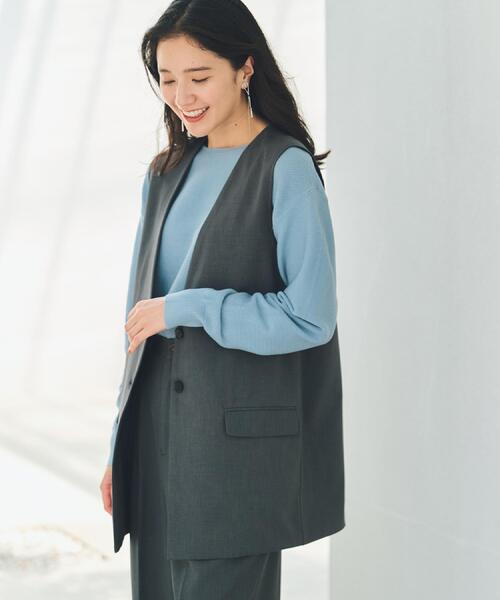 THE SHOP TK (ザ ショップ ティーケー )の「ノーカラージレ【セットアップ可/洗濯機OK】(ベスト・レディース・ベージュ/チャコールグレー/ダークブラウン/ブラック・12/13)」の6枚目の写真